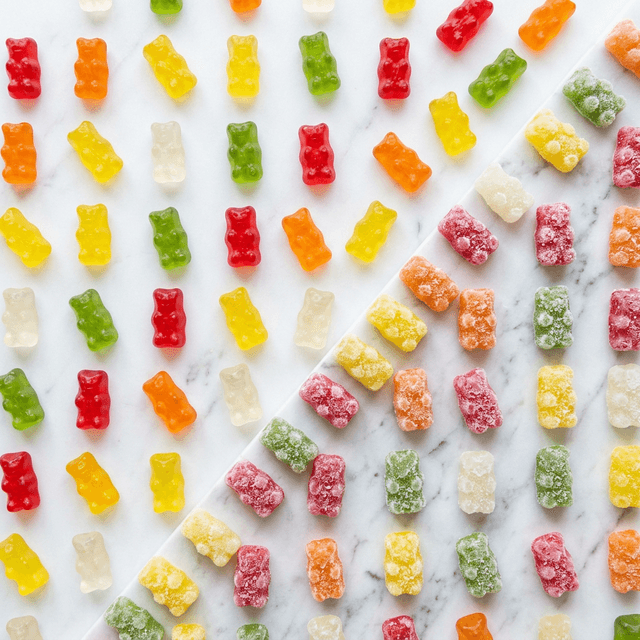 얼음결정이 앉은 하리보 골드베렌